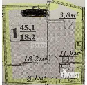1-к квартира, вторичка, 45м2, 11/13 этаж