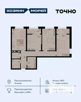 3-к квартира, вторичка, 85м2, 6/8 этаж