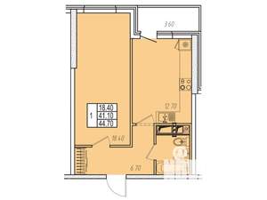 1-к квартира, сданный дом, 45м2, 7/14 этаж