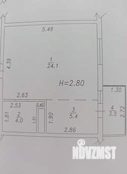 1-к квартира, вторичка, 34м2, 4/5 этаж
