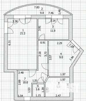 2-к квартира, вторичка, 69м2, 9/10 этаж