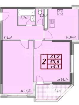 2-к квартира, вторичка, 58м2, 12/12 этаж
