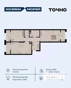 2-к квартира, вторичка, 71м2, 2/8 этаж