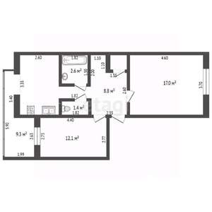 2-к квартира, вторичка, 61м2, 5/5 этаж