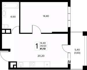 1-к квартира, вторичка, 41м2, 5/8 этаж