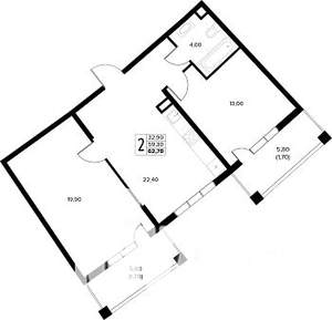 2-к квартира, строящийся дом, 63м2, 2/8 этаж