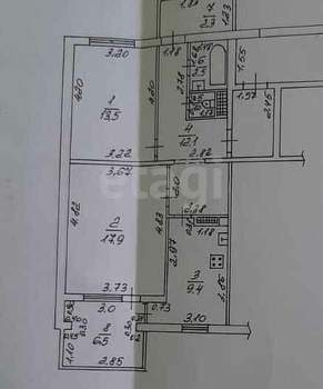 2-к квартира, вторичка, 56м2, 4/9 этаж