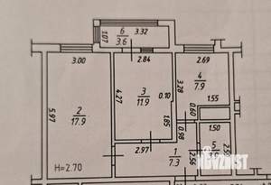 2-к квартира, вторичка, 53м2, 3/9 этаж