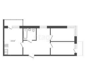 2-к квартира, вторичка, 63м2, 3/3 этаж