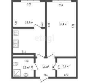 2-к квартира, вторичка, 48м2, 7/12 этаж