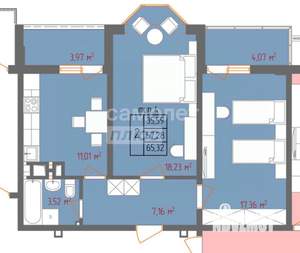 2-к квартира, вторичка, 59м2, 1/18 этаж