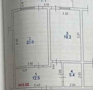 2-к квартира, вторичка, 70м2, 1/4 этаж