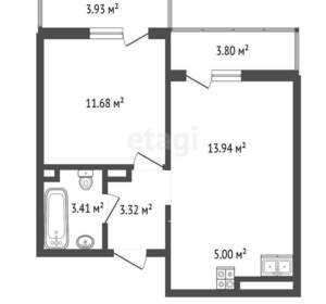 1-к квартира, вторичка, 46м2, 5/16 этаж