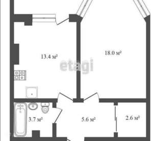 1-к квартира, вторичка, 48м2, 7/9 этаж