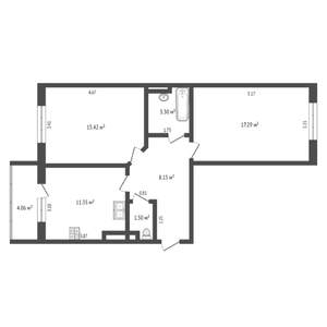 2-к квартира, вторичка, 57м2, 7/13 этаж