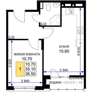 1-к квартира, строящийся дом, 37м2, 11/12 этаж