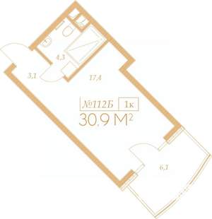 1-к квартира, вторичка, 31м2, 9/9 этаж