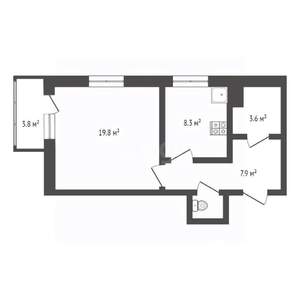1-к квартира, вторичка, 45м2, 4/7 этаж