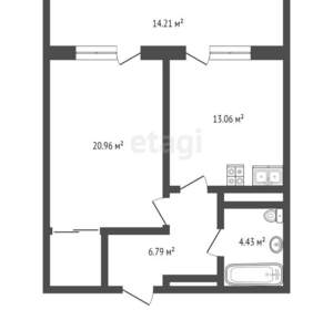 1-к квартира, вторичка, 59м2, 2/7 этаж