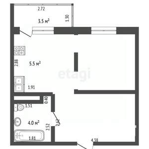 2-к квартира, вторичка, 34м2, 3/5 этаж