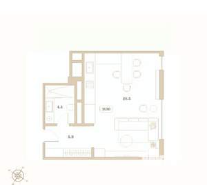 Студия квартира, вторичка, 39м2, 7/7 этаж