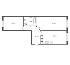 2-к квартира, вторичка, 73м2, 1/3 этаж