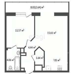 1-к квартира, вторичка, 54м2, 19/20 этаж