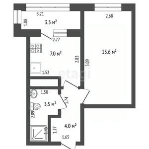 1-к квартира, вторичка, 32м2, 6/9 этаж