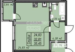 1-к квартира, вторичка, 37м2, 8/14 этаж