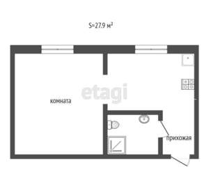 1-к квартира, вторичка, 28м2, 1/17 этаж