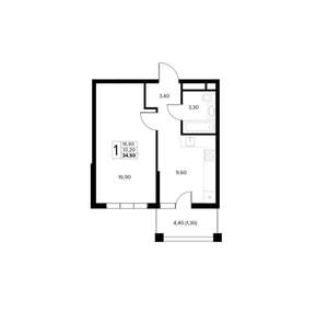 1-к квартира, вторичка, 35м2, 7/8 этаж