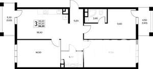 3-к квартира, вторичка, 86м2, 5/8 этаж