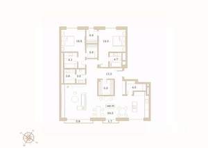 2-к квартира, вторичка, 149м2, 3/7 этаж
