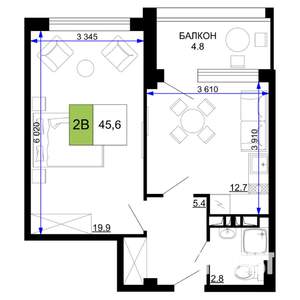 2-к квартира, вторичка, 46м2, 5/9 этаж