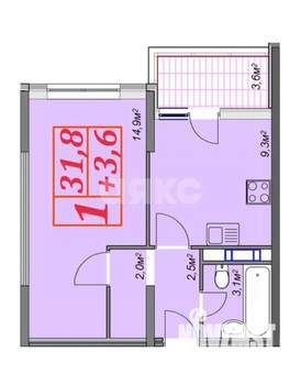 1-к квартира, вторичка, 35м2, 6/13 этаж