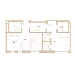 1-к квартира, вторичка, 64м2, 6/7 этаж