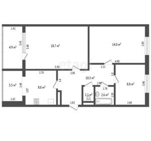 3-к квартира, вторичка, 67м2, 4/5 этаж