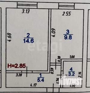 1-к квартира, вторичка, 33м2, 2/3 этаж