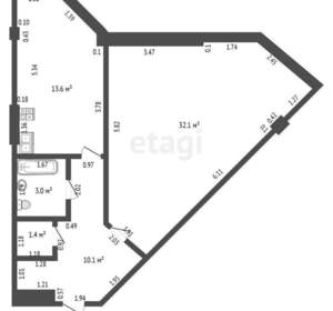 1-к квартира, вторичка, 60м2, 2/10 этаж