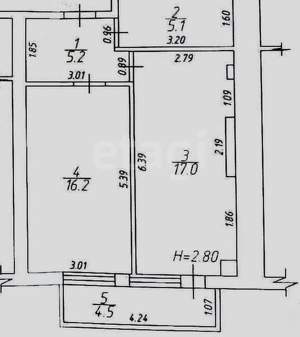 1-к квартира, вторичка, 48м2, 8/8 этаж