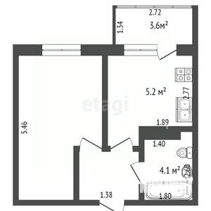 1-к квартира, вторичка, 37м2, 4/8 этаж