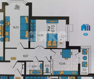 2-к квартира, вторичка, 60м2, 3/9 этаж