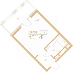 1-к квартира, вторичка, 40м2, 8/9 этаж