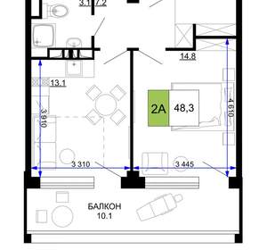 2-к квартира, вторичка, 48м2, 9/9 этаж