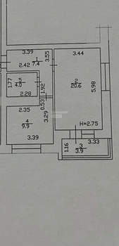 1-к квартира, вторичка, 42м2, 2/6 этаж