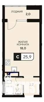 Студия квартира, вторичка, 28м2, 12/15 этаж