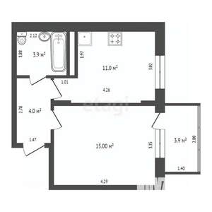 1-к квартира, вторичка, 34м2, 1/3 этаж