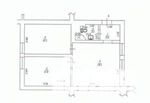 2-к квартира, вторичка, 52м2, 3/3 этаж