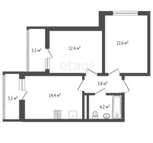 2-к квартира, вторичка, 47м2, 12/14 этаж