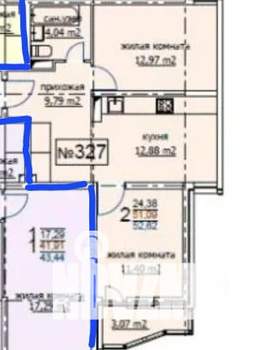 2-к квартира, вторичка, 52м2, 13/17 этаж